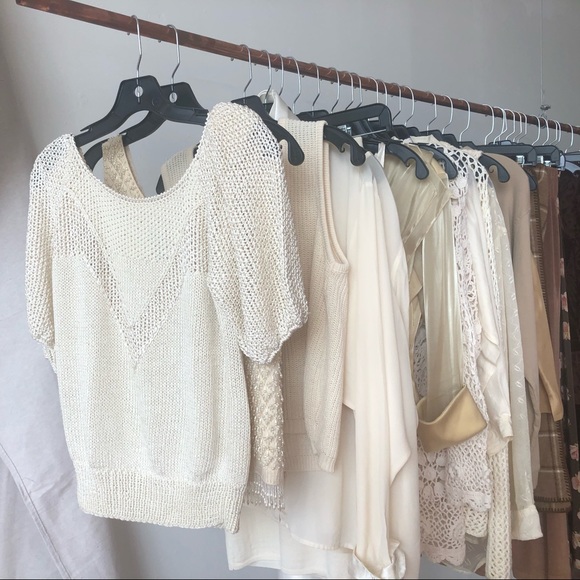 Vintage Tops - Cream vintage sweater blouse medium s